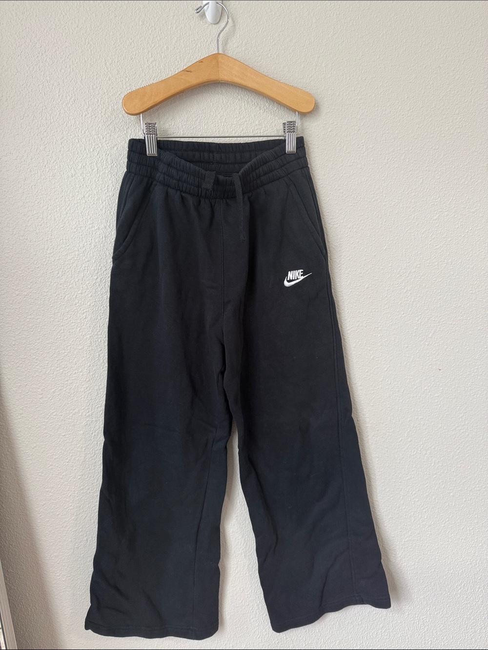Nike Black Kids Jogger Sweatpants with White Swoosh